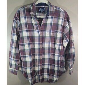 Vintage 90s Multicolor Quizz Flannel, Size M Grunge Layering Oversized